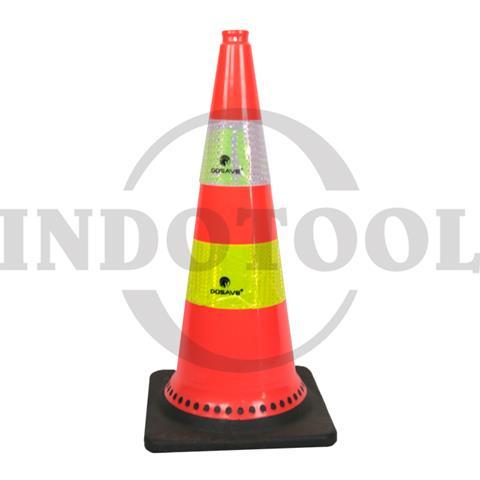 TRAFFIC CONE TATAK HITAM 75cm / KERUCUT LALU LINTAS, SAFETY CONES GOSAVE
