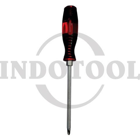 PHILLIPS SCREWDRIVER TYPE-10259 PH 2 x 125 / OBENG KETOK PLUS GAGANG KARET TEMBUS MERAH MAXPOWER