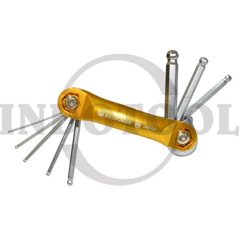 8 PCS FOLDING BALLPOINT HEX KEY SET WLHR-143 1.5-8mm / 8 PCS KUNCI L BALLPOINT SET MODEL LIPAT MAXPOWER