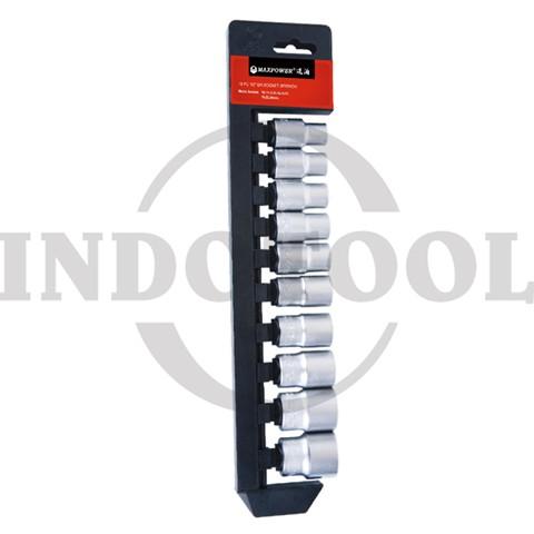10 PCS, 3/8" DR. SOCKET SET TK-082, 6PT 10-22mm / 10 PCS KUNCI SOCK SET 3/8", 6PT MAXPOWER