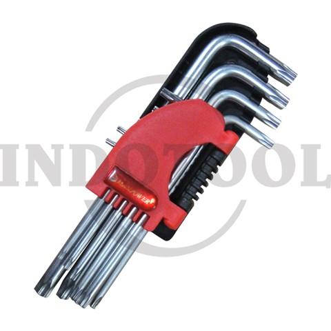 9 PCS LONG ARM TORX KEY SET W/OUT HOLE CRV T10-T50 / 9 PCS KUNCI L SET BINTANG TANPA LUBANG MAXPOWER