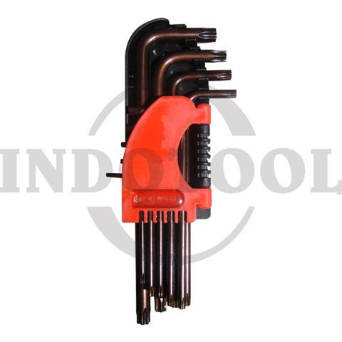 9 PCS LONG ARM TORX KEY SET WITH HOLE, S2 BRONZE T10-T50 / 9 PCS KUNCI L SET BINTANG S2 PANJANG MAXPOWER