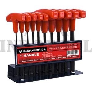 10 PCS T-HANDLE HEX KEY SET 2-10mm / 10 PCS KUNCI HEXAGON SET MODEL T MAXPOWER