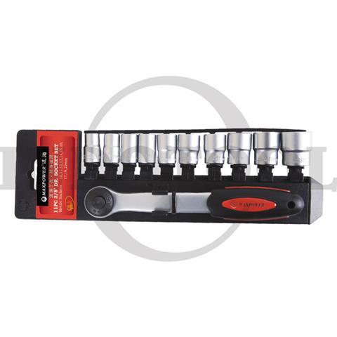 11 PCS, 3/8" DR. SOCKET WRENCH SET TK-050, 6PT 10-22mm / 11 PCS KUNCI SOCK SET 3/8", GPT MAXPOWER