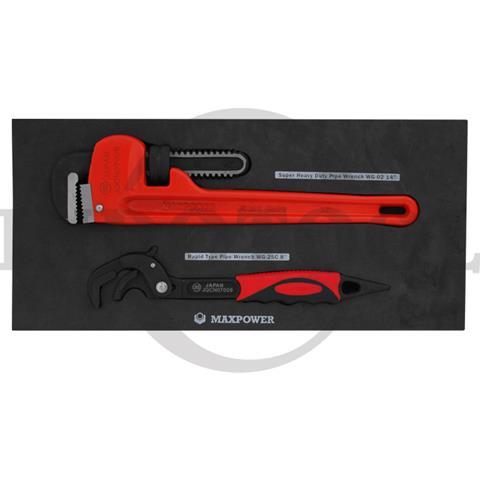 2 PCS PIPE WRENCH SET TOOL TRAY 18.5 x 39.5cm / 2 PCS KUNCI PIPA MAXPOWER