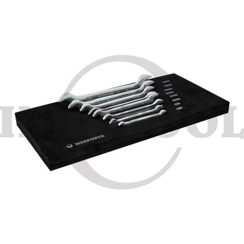 8 PCS DOUBLE OPEN END WRENCH SET TOOL TRAY 18.5 x 39.5cm / 8 PCS KUNCI PAS SET MAXPOWER