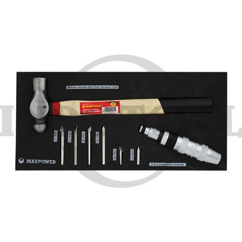 9 PCS IMPACT SCREWDRIVER WITH HAMMER SET TOOL TRAY 18.5 x 39.5cm / 9 PCS OBENG KETOK DAN PALU TOOL TRAY MAXPOWER