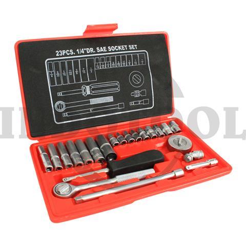 22 PCS, 1/4" DR. SAE SOCKET SET TK-031, 6PT 3/16" - 1/2" / 22 PCS KUNCI SOCKET 1/4", 6PT SAE TYPE INCH MAXPOWER