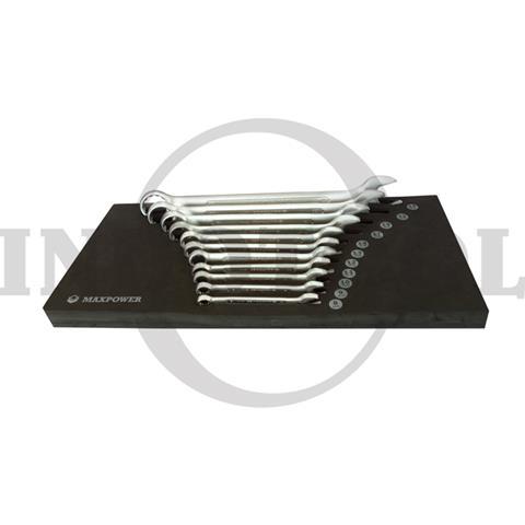 11 PCS COMBINATION WRENCH SET TOOL TRAY 18.5 x 39.5cm / 11 PCS KUNCI RING PAS SET TOOL TRAY MAXPOWER