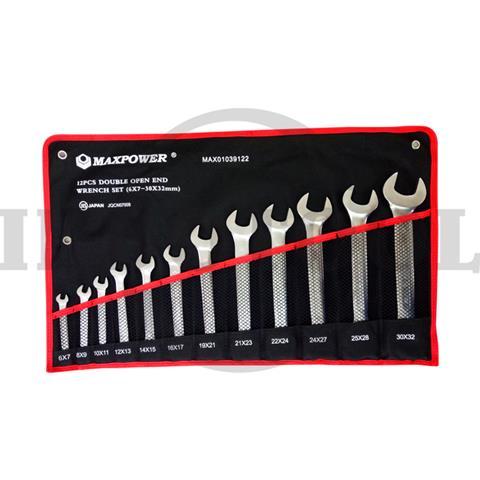 12 PCS DOUBLE OPEN WRENCH SET 6-32mm / 12 PCS KUNCI PAS SET MAXPOWER