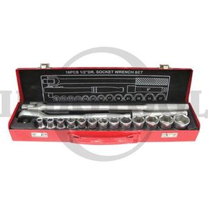 16 PCS, 1/2" DR. SOCKET WRENCH SET TK-073, 6PT / 16 PCS KUNCI SOCK SET 1/2", 6PT MAXPOWER