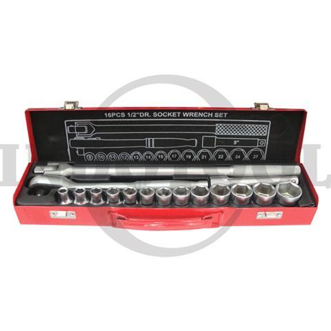 16 PCS, 1/2" DR. SOCKET WRENCH SET TK-073, 6PT / 16 PCS KUNCI SOCK SET 1/2", 6PT MAXPOWER