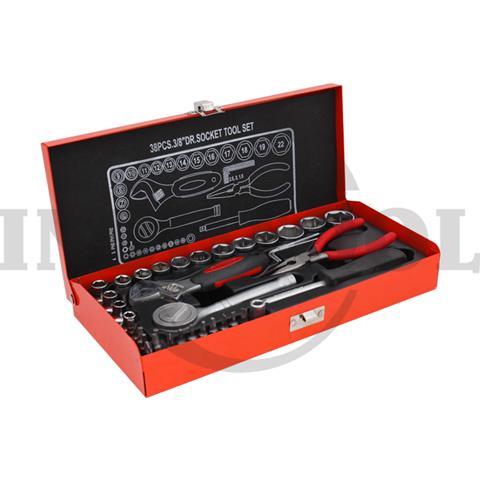 38 PCS, 3/8" DR. SOCKET TOOL SET TK-016, 6PT / 38 PCS KUNCI SOCK SET 3/8", 6PT MAXPOWER