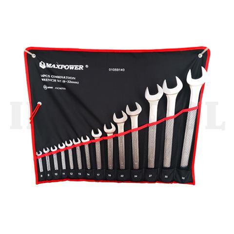 14 PCS COMBINATION WRENCH SET, EUROPEAN TYPE 8-32mm / 14 PCS KUNCI RING PAS SET MAXPOWER