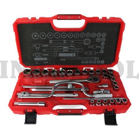 32 PCS 1/2" DR. SOCKET WRENCH SET TK-014, 12PT / 32 PCS KUNCI SOCK SET 1/2", 12PT MAXPOWER