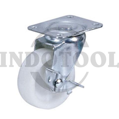 NYLON CASTER LIGHT DUTY , SWIVEL W/ BRAKE 2" (50x22mm), 30kg / RODA NILON, LIGHT NYLON CASTER REM ROHA