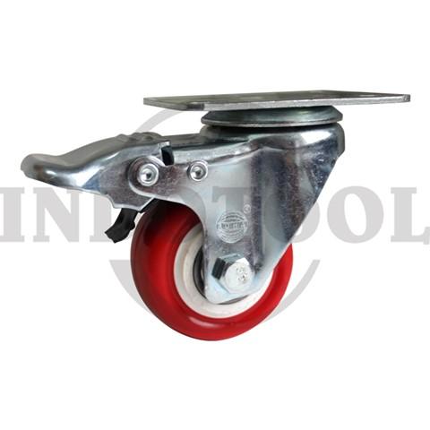 PU CASTER, DBL BRAKE 1.5" (42x21mm), 50kg / RODA TROLI PU CASTER REM ROHA