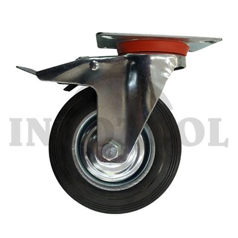 RUBBER CASTER, DBL BRAKE 3" (75x22mm), 40kg / RODA ETALASE KARET CASTER HIDUP REM DBL BRAKE ROHA