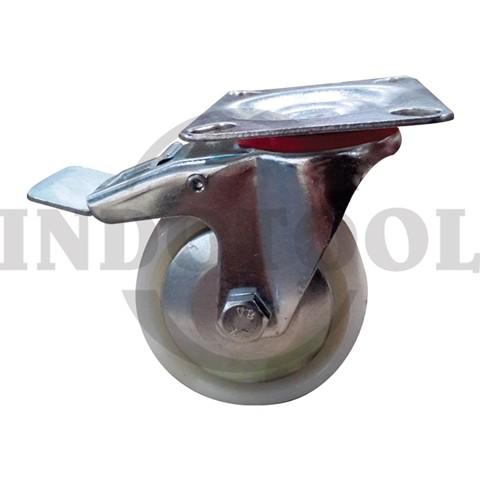 NYLON CASTER, DBL BRAKE 3" (75x22mm), 40kg / RODA NILON, NYLON CASTER REM ROHA