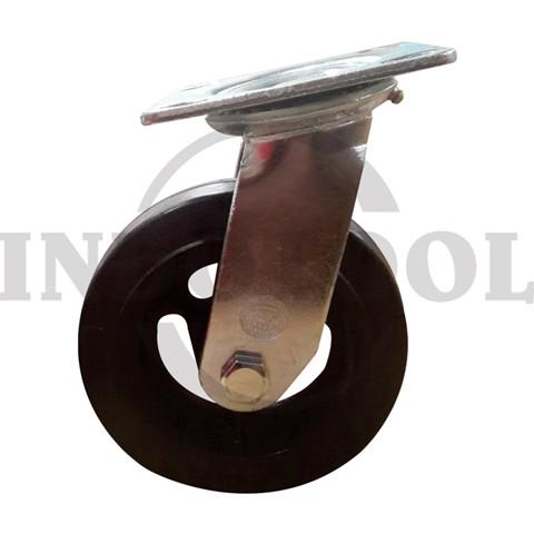 RUBBER CASTER HEAVY DUTY, SWIVEL 4" (100x50mm), 100kg / RODA TROLI HIDUP / PUTAR / RODA KARET ROHA