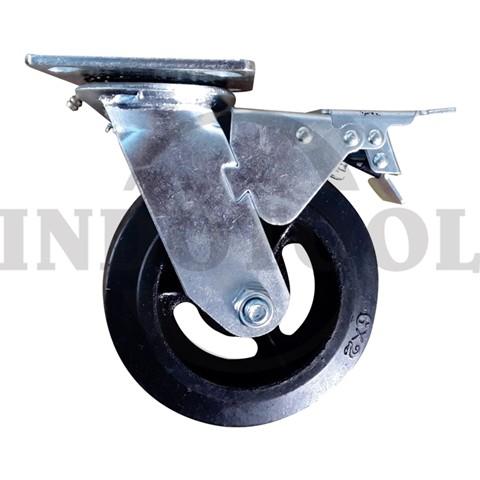 RUBBER CASTER HEAVY DUTY, DBL BRAKE 8" (200x50mm), 220kg / RODA KARET (REM) ROHA
