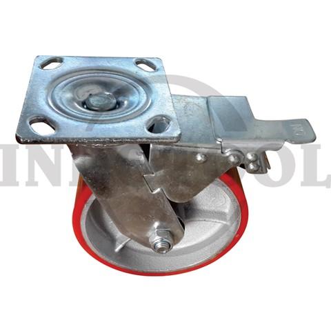 PU CASTER, DBL BRAKE 8" (200x50mm), 350kg / RODA TROLI PU CASTER REM ROHA