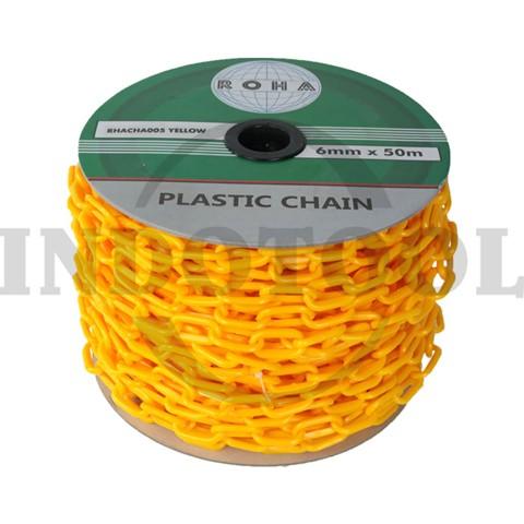 PLASTIC CHAIN YELLOW 6mm x 50M / RANTAI PLASTIK, CONE CHAIN YELLOW ROHA
