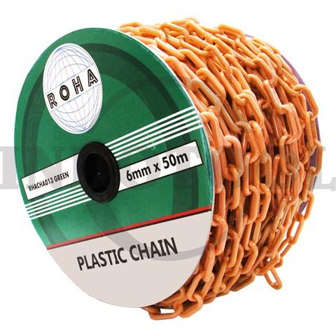 PLASTIC CHAIN ORANGE 6mm x 50M / RANTAI PLASTIK, CONE CHAIN ORANGE ROHA