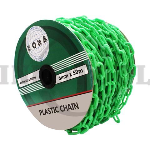 PLASTIC CHAIN GREEN 6mm x 50M / RANTAI PLASTIK, CONE CHAIN GREEN ROHA