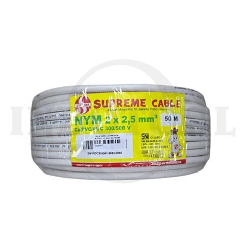 50 M KABEL LISTRIK NYM, PUTIH 2 x 2.5mm2 / KABEL LISTRIK TEMBAGA NYM 50 METER SUPREME