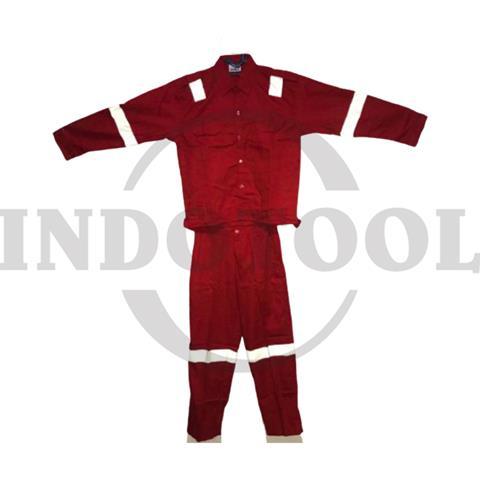 FULL SET BAJU + CELANA MERAH L / SETELAN BAJU CELANA KERJA MERAH STEEL HORSE
