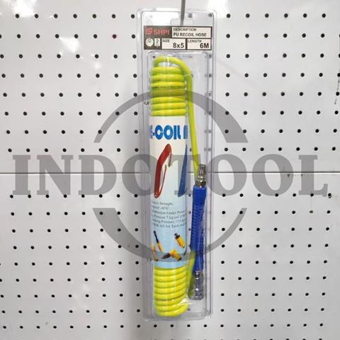 SELANG RECOIL PU KUNING 5 x 8mm x 6M / SELANG ANGIN KOMPRESOR / SELANG SPIRAL - KUNING SHPI