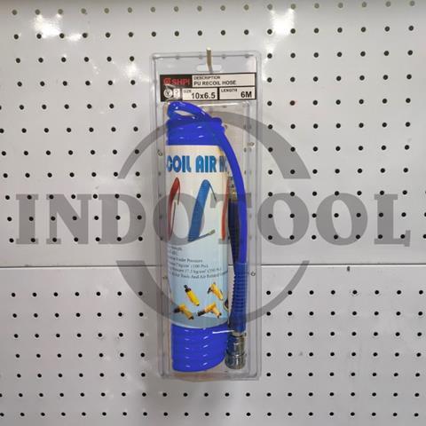 SELANG RECOIL PU BIRU 6.5 x 10mm x 6M / SELANG ANGIN KOMPRESOR / SELANG SPIRAL - BIRU SHPI