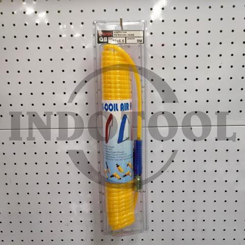 SELANG RECOIL PU KUNING 6.5 x 10mm x 9M / SELANG ANGIN KOMPRESOR / SELANG SPIRAL - KUNING SHPI