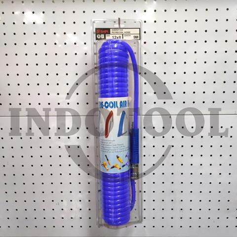 SELANG RECOIL PU BIRU 8 x 12mm x 9M / SELANG ANGIN KOMPRESOR / SELANG SPIRAL - BIRU SHPI