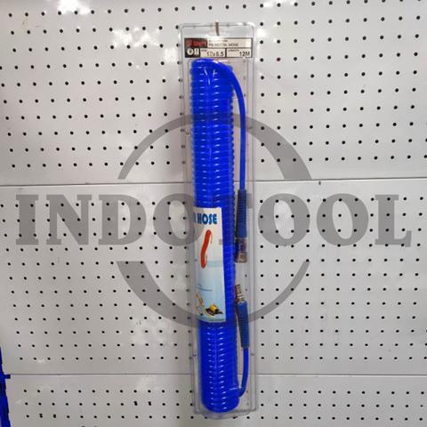 SELANG RECOIL PU BIRU 6.5 x 10mm x 12M / SELANG ANGIN KOMPRESOR / SELANG SPIRAL - BIRU SHPI