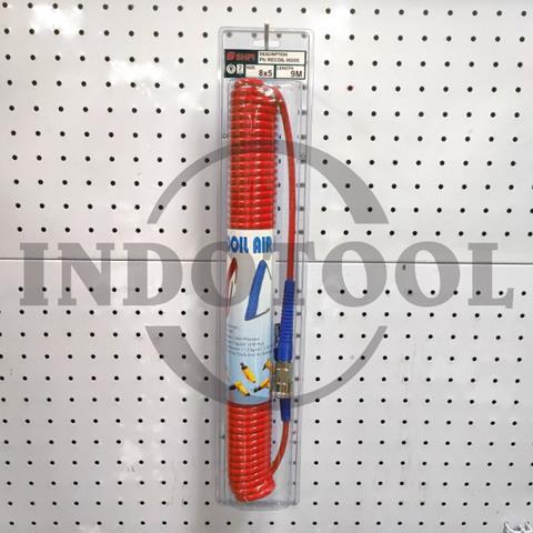 SELANG RECOIL PU MERAH 5 x 8mm x 9M / SELANG ANGIN KOMPRESOR / SELANG SPIRAL - MERAH SHPI