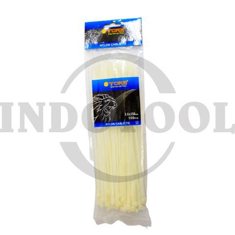 CABLE TIES NYLON, WHITE 3.6 x 250mm / KABEL TIES NYLON PUTIH, KABEL TIS NILON PUTIH TORA