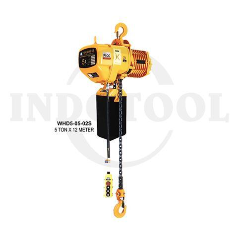 CHAIN HOIST ELECTRIC WITH HOOK WHD5-05-02S, 5T x 12M, 3PHASE / ALAT ANGKAT BARANG DENGAN HOOK SHUANG GE