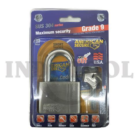 ANTI-CUT PADLOCK, KEY DIFFERENT GENERAL SHACKLE 50mm / GEMBOK ANTI MALING AMERICAN TOOL