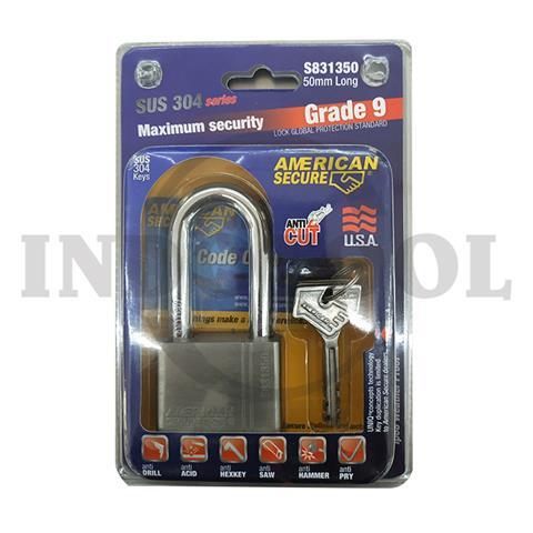 ANTI-CUT PADLOCK, KEY DIFFERENT LONG SHACKLE 50mm / GEMBOK AMERICAN TOOL