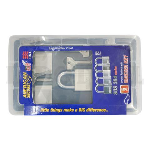 5 PCS ANTI-CUT PADLOCK, MASTER KEY GENERAL SHACKLE 50mm / 5 PCS GEMBOK AMERICAN TOOL