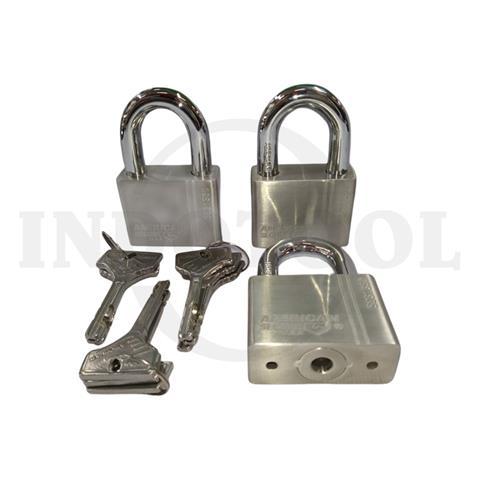 3 PCS ANTI-CUT PADLOCK, KEY ALIKE 50mm / GEMBOK ANTI MALING 3 PCS AMERICAN TOOL