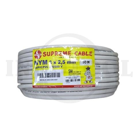 50 M KABEL LISTRIK NYM, PUTIH 3 x 2.5mm2 / KABEL LISTRIK NYM PANJANG 50 METER SUPREME