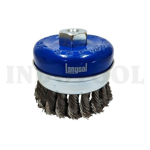 TWIST KNOT CUP BRUSH, STEEL WIRE 3", M10 x 1.5 / SIKAT KAWAT MANGKOK KEPANG LANGSOL