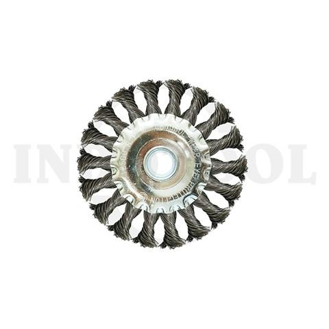 TWIST KNOT WHEEL BRUSH, STEEL WIRE 4" / SIKAT KAWAT RODA KEPANG LANGSOL
