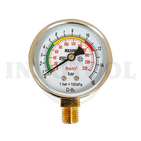 PRESSURE GAUGE 2.5" 16 BAR / ALAT UKUR BAN/ ISI ANGIN BAN MAXPRO