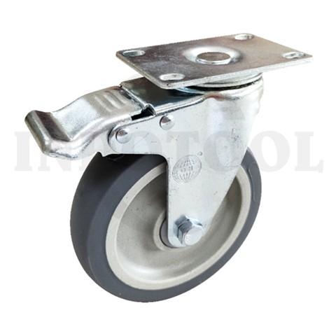 MEDIUM DUTY TPR CASTER, DBL BRAKE 5" (125x30mm), 100kg / RODA TROLI KARET, REM ROHA