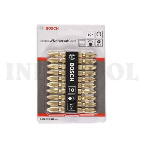 10 PCS DOUBLE ENDED SCREWDRIVER BITS - GOLD PH2, 65mm / 10 PCS MATA OBENG SET BOSCH