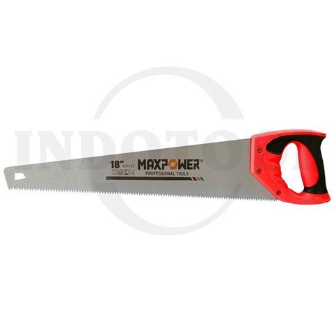 HAND SAW TPR HANDLE TWO TEETH 18" / GERGAJI TANGAN GAGANG TPR 2 MATA MAXPOWER